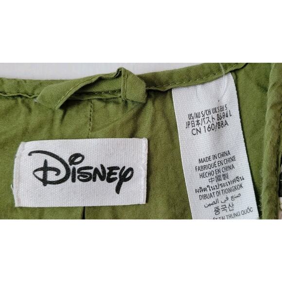 Disney Parks Bambi Flower Quilted Jacket Blazer V-Neck Button Cotton Olive - Picture 4 of 13